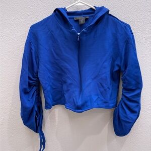 Maison Cinqcent Hoodie Women's Size XS Royal Blue Full Zip Cropped yoga